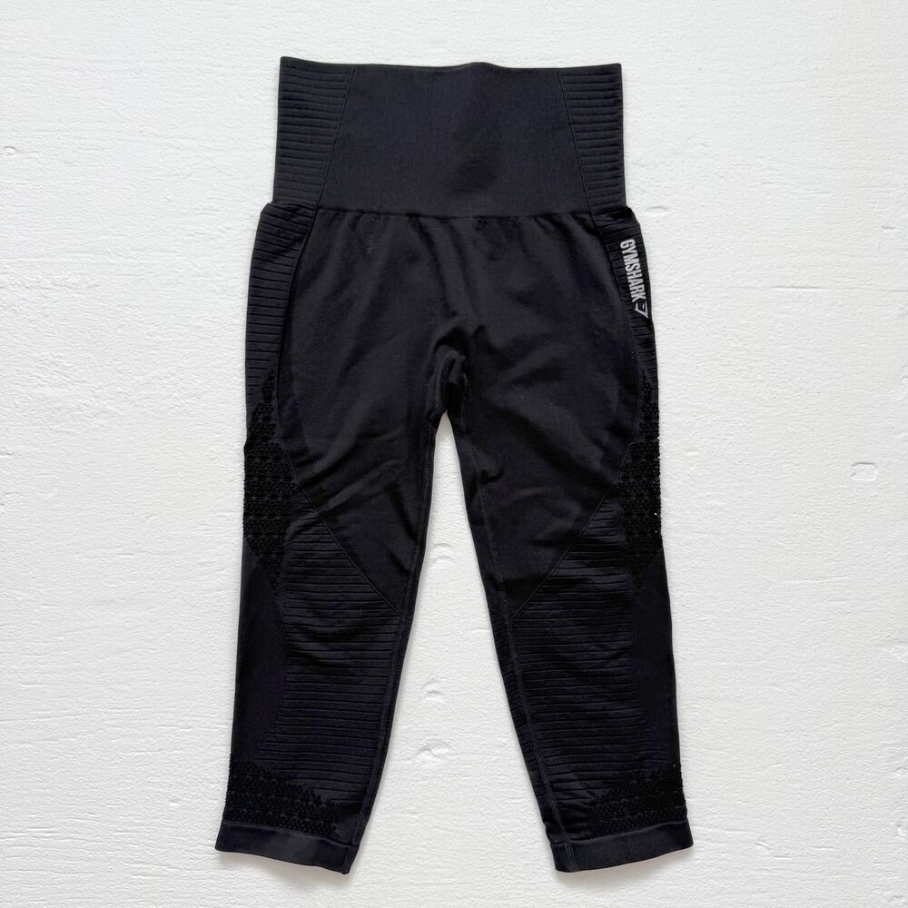 Gymshark Black Cropped Leggings Cutout Detail, Size S/M